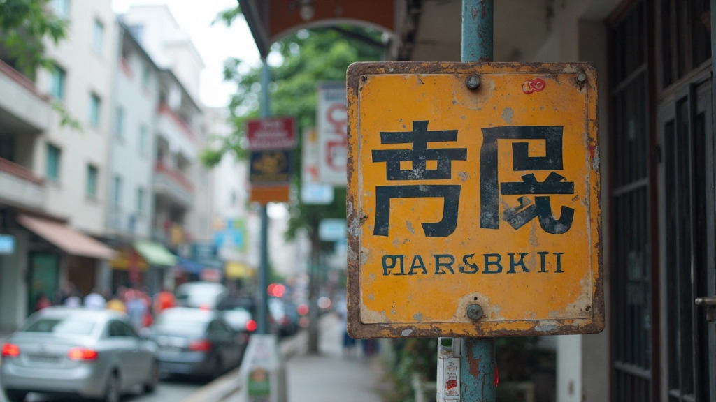 Malaysian street scene showing bilingual signs with Chinese characters and English text in urban KL setting